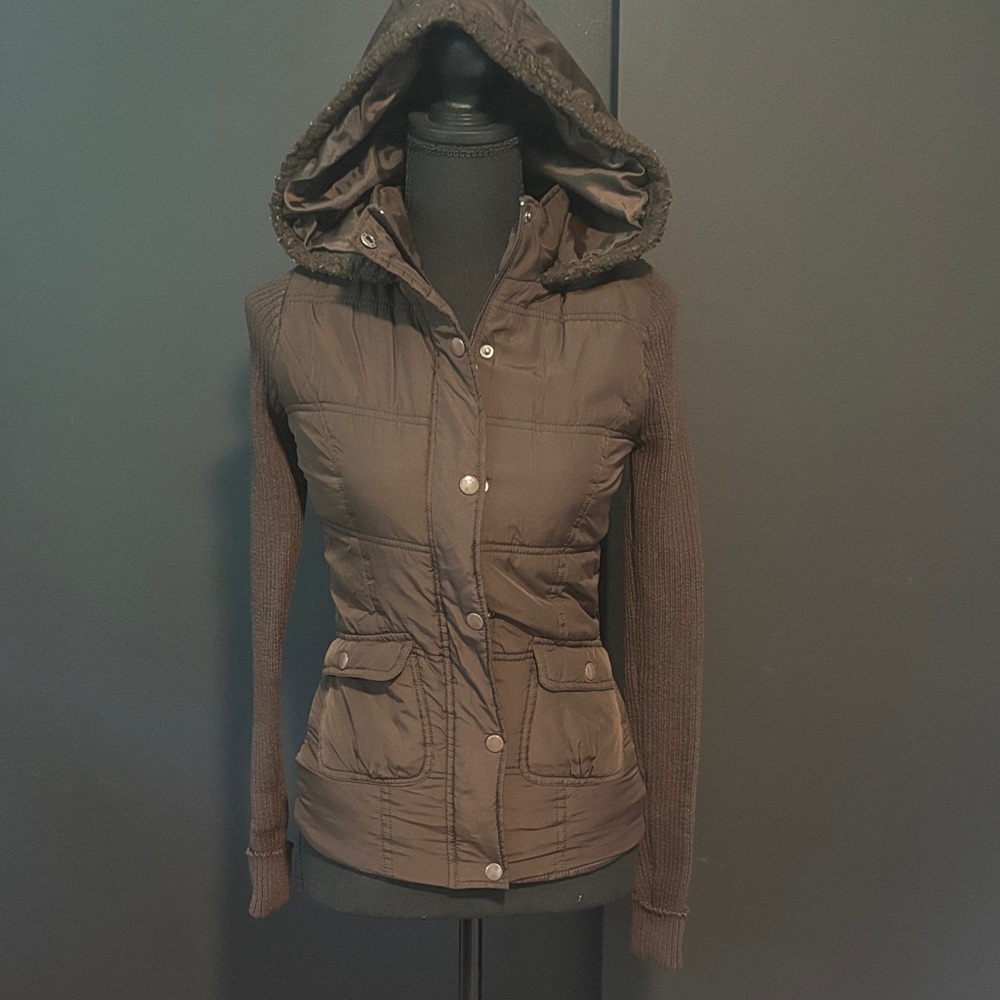 Say What Women's Brown Hooded Jacket
